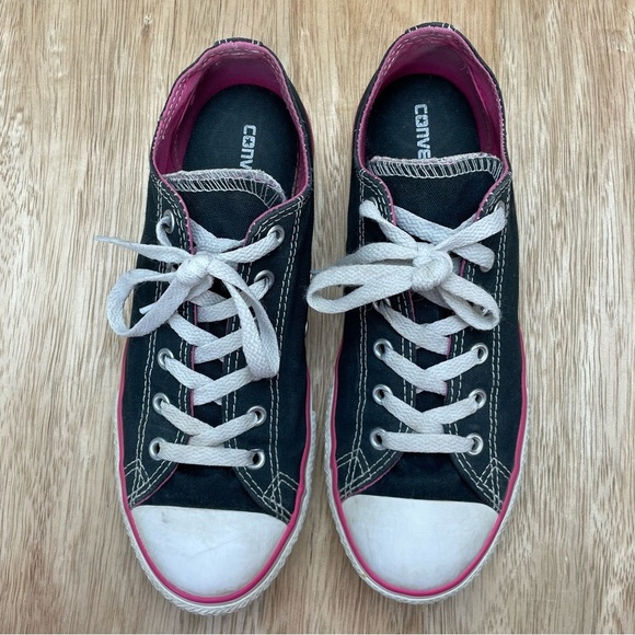 Converse All Star Low Tops Black Pink Sneakers Size 5 Junior - Picture 4 of 13
